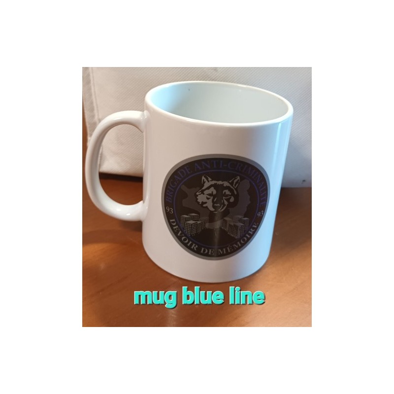 mug céramique écusson blue line - police - bac