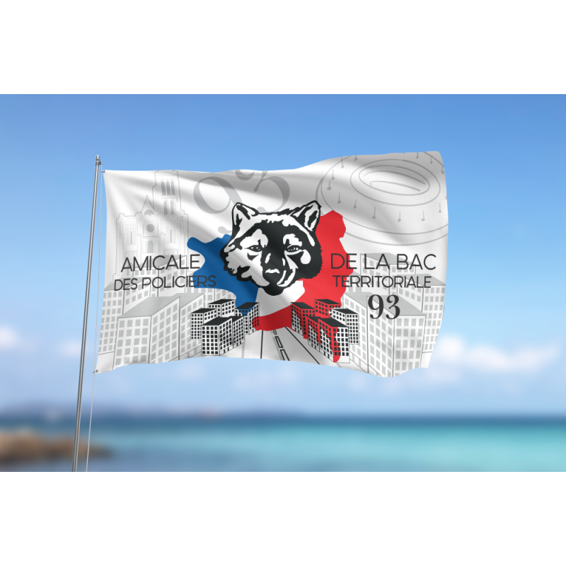 Drapeau avec attaches pour mât amicale bac 93 - police