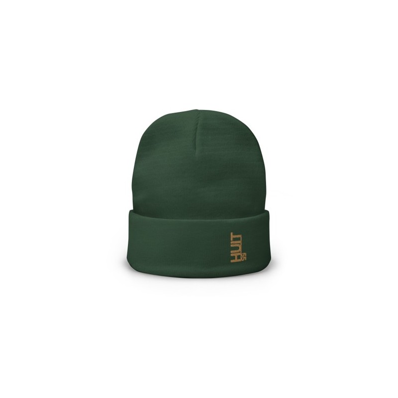 Bonnet HUIT55 vert avec broderie camel